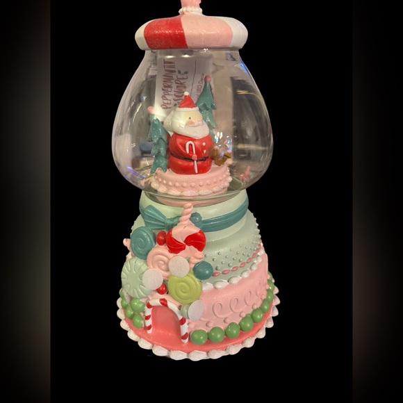 14" Peppermint Square  Pastel pink light up Musical Candy Gumball Machine Santa - Picture 5 of 5